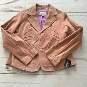 Wilsons Leather Women's Maxima Vintage Pink Front Zipper Jacket Size Lar…